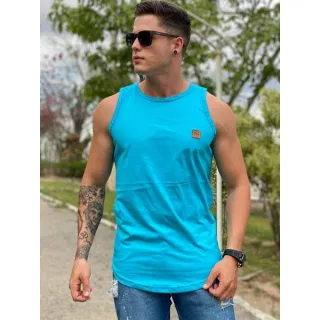 Regata masculina longline listrada: camiseta americana oversized - PRETA COM LISTRA BRANCA