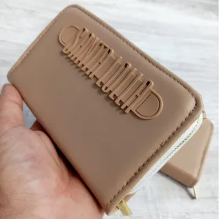 Carteira Feminina em couro com zíper, porta cartões e documentos - cores variadas - KIT SL VERD TIFFANY