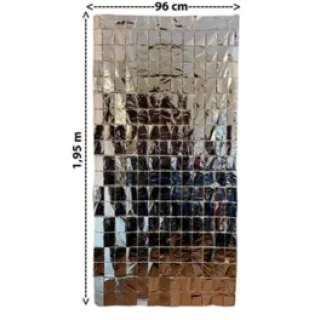 Decoração festa cortina metalizada quadradinho - Vermelho