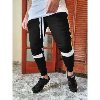Moda Premium: Calça Jogger Swag Oversized Preta - Calça Branca faixa P/V