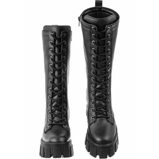 Coturno Feminino Cano Alto Plataforma GiGiL - Com Zíper - Preto