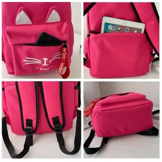 Pronta Entrega Mochila Feminina Ulzzang Harajuku Com Estojo - Grande Capacidade - cinza com estojo