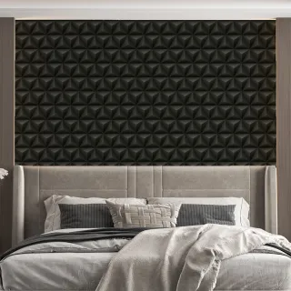 Papel Geométrico Autocolante Preto Vinílico 3D Lavável - 50cm x 50cm - Único