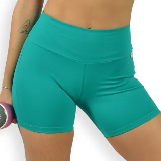 Suplex Esportivo Feminino Shorts Fitness Academia Cintura Alta Poliamida Cores - Azul Céu