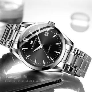 Automático Mecânico Masculino Relógio Fngeen 6612-1 - Leather-Black