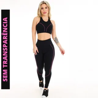 Top Fitness Academia e Conjunto Calça Legging SEM TRANSPARÊNCIA