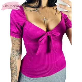 Moda Evangelica - Blusa Feminina Manga Curta para Amamentação