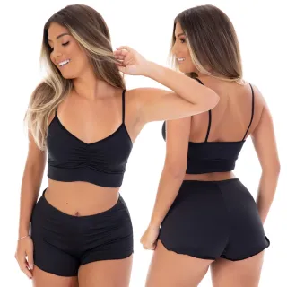 Moda Feminina Pijama Kit 2 Top Doll Microfibra sem Bojo - Promoção - Branco / Rosê