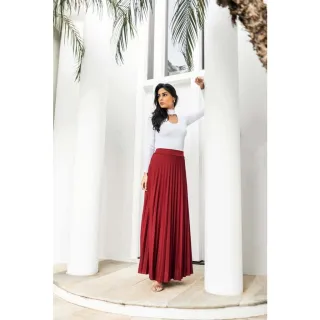 Saia Lisa Longa Plissada Forrada - Promoção - Verde Escuro