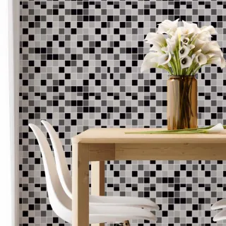 Adesivo Lavável para Cozinha, Papel de Parede Preto e Cinza - Pastilhas 1m x 50cm - Único