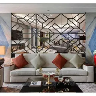 Conjunto de 4 Peças de Espelho Decorativo Moderno para Quarto, Sala e Escritório - 20cm - Único