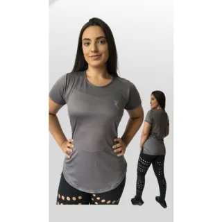 Camiseta Dry Fit Long Line Tapa Bumbum Blusa Sobre Legging Feminina Academia - Marinho