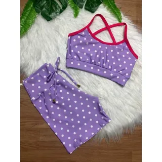 Conjunto Fitness Feminino Alcinha e Short com Cordinha - Rosa rosa bebê