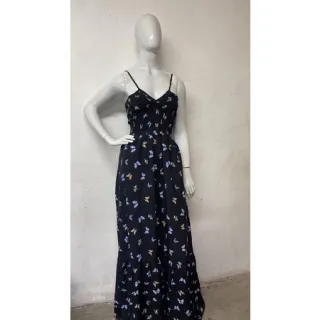 Viscolinho decote V Alcinha Elastex Vestido Longo Tamanho único até 44 - Verde