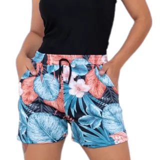 Revenda Kit Moda Praia Feminino: 4 Shorts Estampados Malha Crepe com Bolso - GG