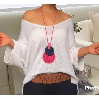 Mandala Dupla Maxi Colar Colorido Artesanal de Corda Náutica - 48. Azul Noite/Chevron