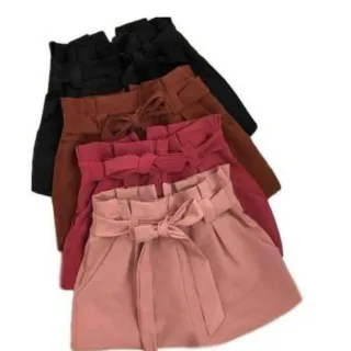 Promoção Short Feminino Laço Cintura Alta Curto Bengaline - Vinho