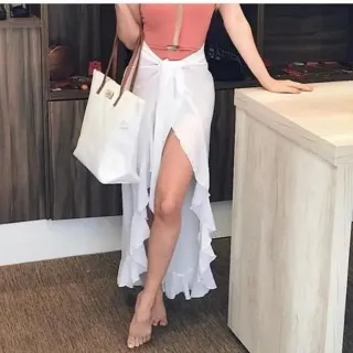 Moda Verão: Saia Pareo Saida De Praia - Verde água