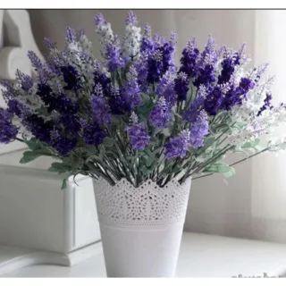 Decoração com 5 galhos de buquê de lavanda - Lilás