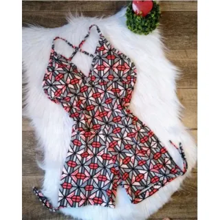 Academia cordinha lateral macaquinho fitness com bojo - estampa 13