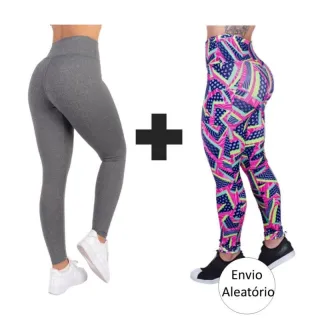 Caminhada Fitness Suplex Kit 2 Calças Legging Feminina Treino Academia - Estampada e Estampada