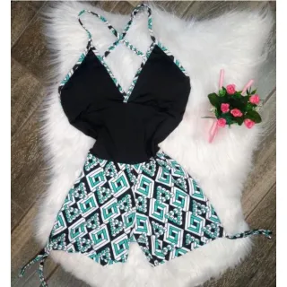 Academia cordinha lateral macaquinho fitness com bojo - estampa 13