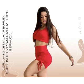 Conjunto Fitness Malhar Top e Bermuda - Suplex Empina Bumbum - Verde Militar