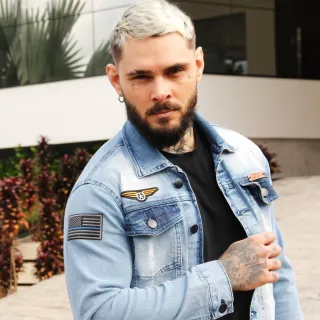 Patches Destroyed Slim Fit Jaqueta Jeans Masculina - Caqui