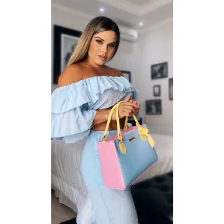 Kit 3 Peças Bolsa Lateral Transversal Luxo Elegante - Franca By Shop - Bege Corrente