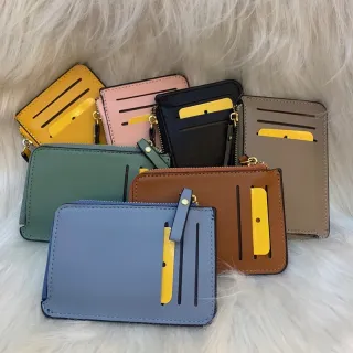 Porta cartão e moedas, carteira feminina pequena e fina
