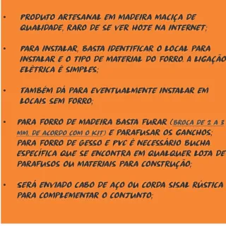 Pedaço de pau rústico: luminária de teto em madeira maciça - Único