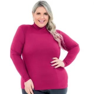 Blusa Plus Size Manga Longa Cacharrel Feminina do 44 ao 56 - Preto