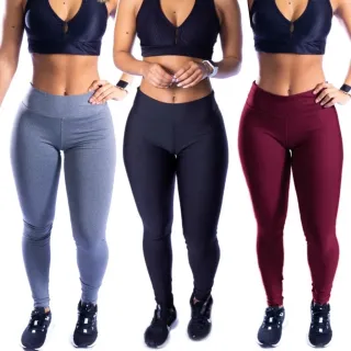 Promoção Kit 4 Calça Legging Suplex Fitness - Empina Bumbum, Envio Imediato - Preto/Cinza/Vinho/Azul