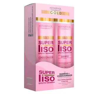 Super Liso Efeito Desmaia Kit Shampoo e Condicionador - 300ml ou 1L - Protetor térmico 120ml