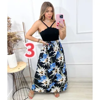 Saia Longa Feminina com Estampa Floral - 6-VERDE