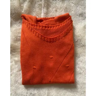 Moda Verão: Blusinha de Tricô Manga Curta Princesa - Raryel - Laranja neon