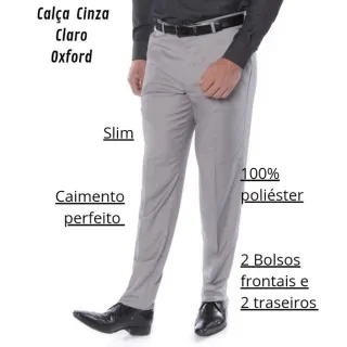 Calça Claro Oxford Social Slim Cinza - Cinza Claro