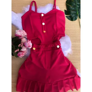 Curto Macacão Feminino Macaquinho - Vermelho