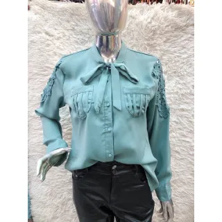 Blusa Feminina Manga Longa Colegial com Laço ref:M223 - Bordô