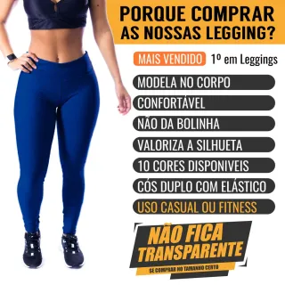 Moda LLevo - Kit 5 Calça Legging Suplex Fitness Não Fica Transparente - VOU ESCOLHER AS CORES DO KIT