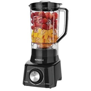 Liquidificador Mondial Turbo L-900 FB Preto 220V - Filtro, 900W, 2.7L, 5 Velocidades - 220V
