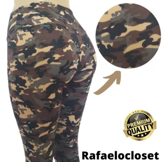 Calça Legging Exército Feminina - Cos Alto e Empina Bumbum - Legging Calças Preta