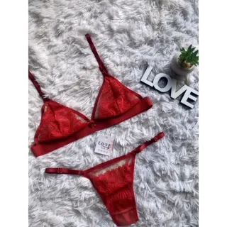 Lingerie Transparente com Tule sem Bojo - Conjunto - Branco