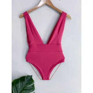 Maio Feminino Decotado V Forrado com Duplo Forro - Preto