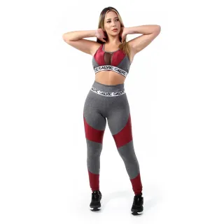 Top Elástico + Conjunto Calça Legging Detalhe Fitness Academia - PR-VERDE