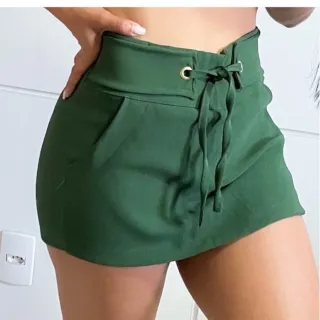 Modinha Tendência Cordão Bengaline Feminino Shorts Curto - Goiaba