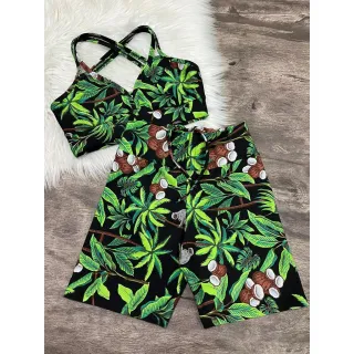 Top com Alça Dupla + Conjunto Fitness Short Com Cordão - 2