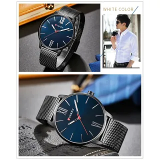 Relógio de Moda Curren Ouro Quartzo Masculino - black grey