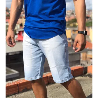 Bermuda casual masculina jeans clara escura com Elastano - B JEANS CLARA