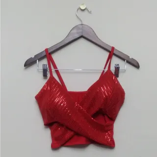 Bojo feminino paetê alcinha cropped com - Vermelho